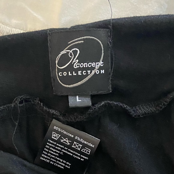 Black Palazzo Pant, Wide leg, Fold-over Waist size Large, lounge - Picture 3 of 6